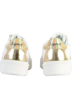 Baskets En Cuir Femme Kaporal Shoes Harlow Blanc Or