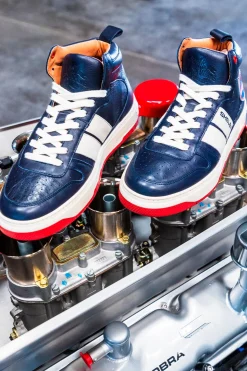Baskets En Cuir Homme Carroll Shelby Cobra Shelby Bleu Marine