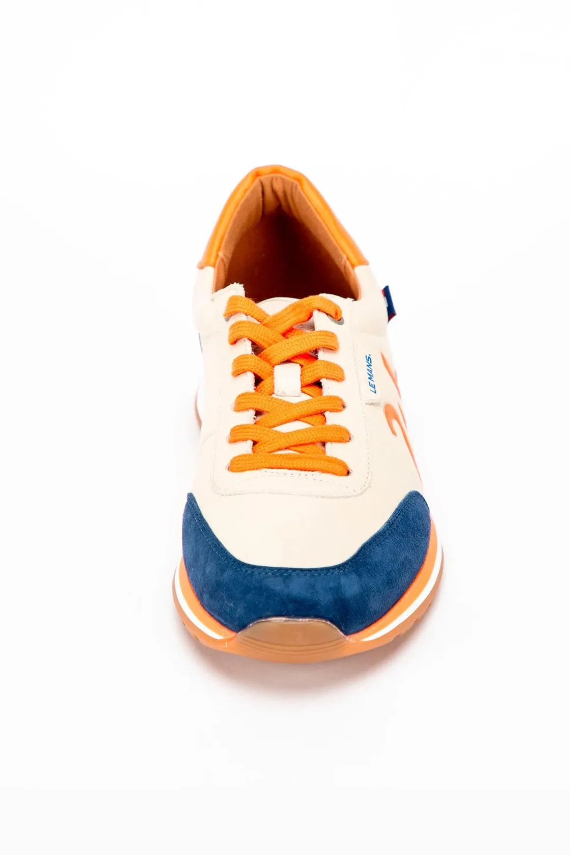 Baskets En Cuir Homme 24H Le Mans "24H" Ecru / Bleu Royal/ Orange
