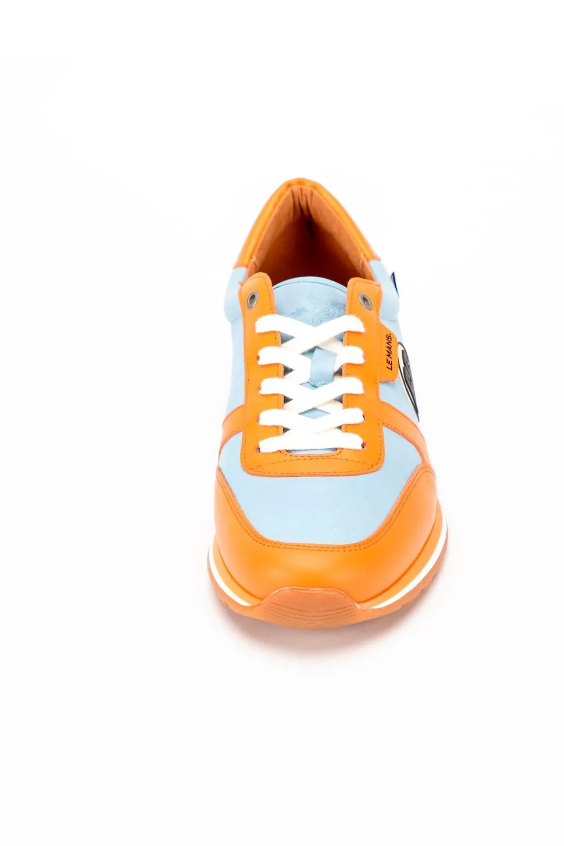 Baskets En Cuir Homme 24H Le Mans "66" Bleu Ciel/Orange