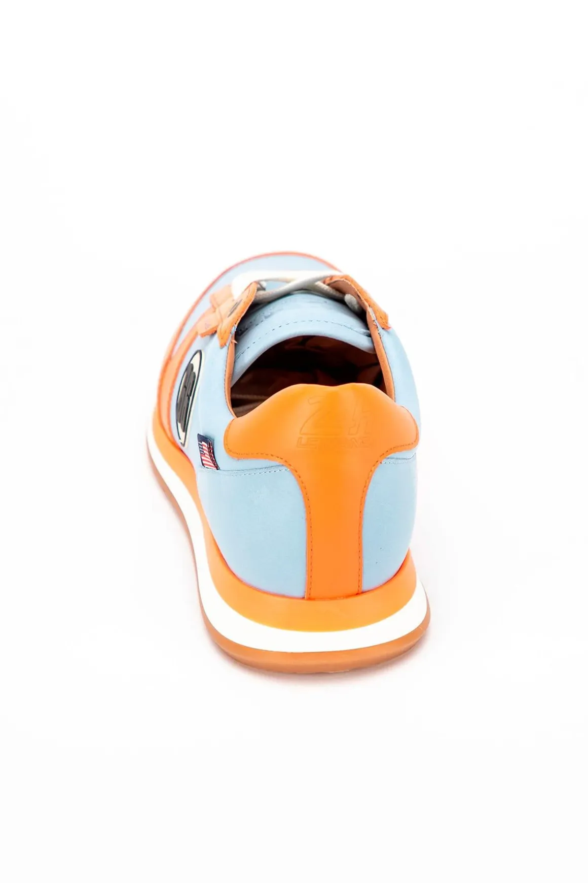 Baskets En Cuir Homme 24H Le Mans "66" Bleu Ciel/Orange