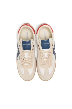 Baskets En Cuir Homme Redskins Eldorado Ecru Marine Rouge