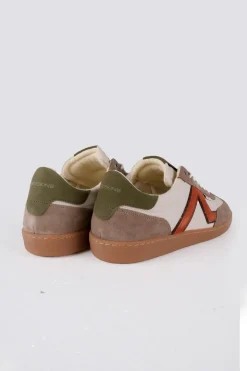 Baskets En Cuir Homme Redskins Eldorado Ecru Vert Orange