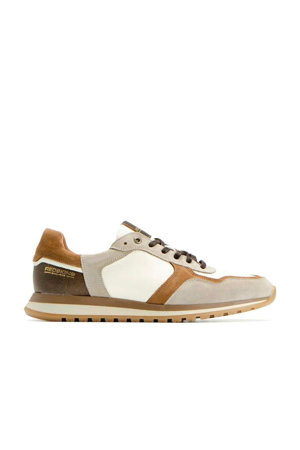 Baskets En Cuir Homme Redskins Marano Ecru Beige Cognac
