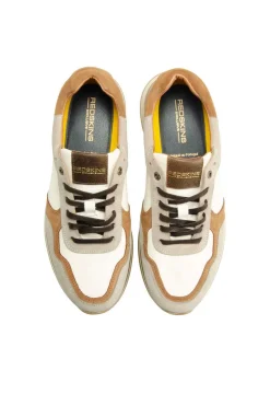 Baskets En Cuir Homme Redskins Marano Ecru Beige Cognac