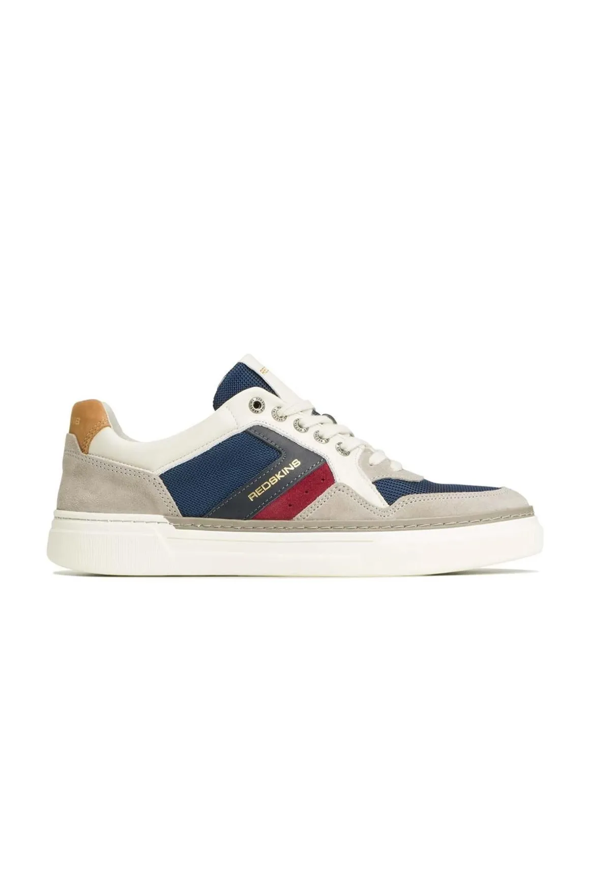 Baskets En Cuir Homme Redskins Lerma Gris Marine Ecru