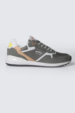 Baskets En Cuir Homme Redskins Oster Kaki Blanc Beige