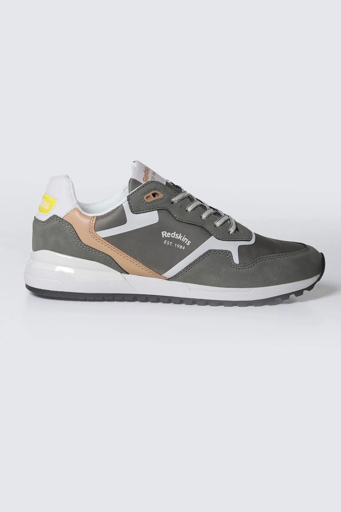 Baskets En Cuir Homme Redskins Oster Kaki Blanc Beige