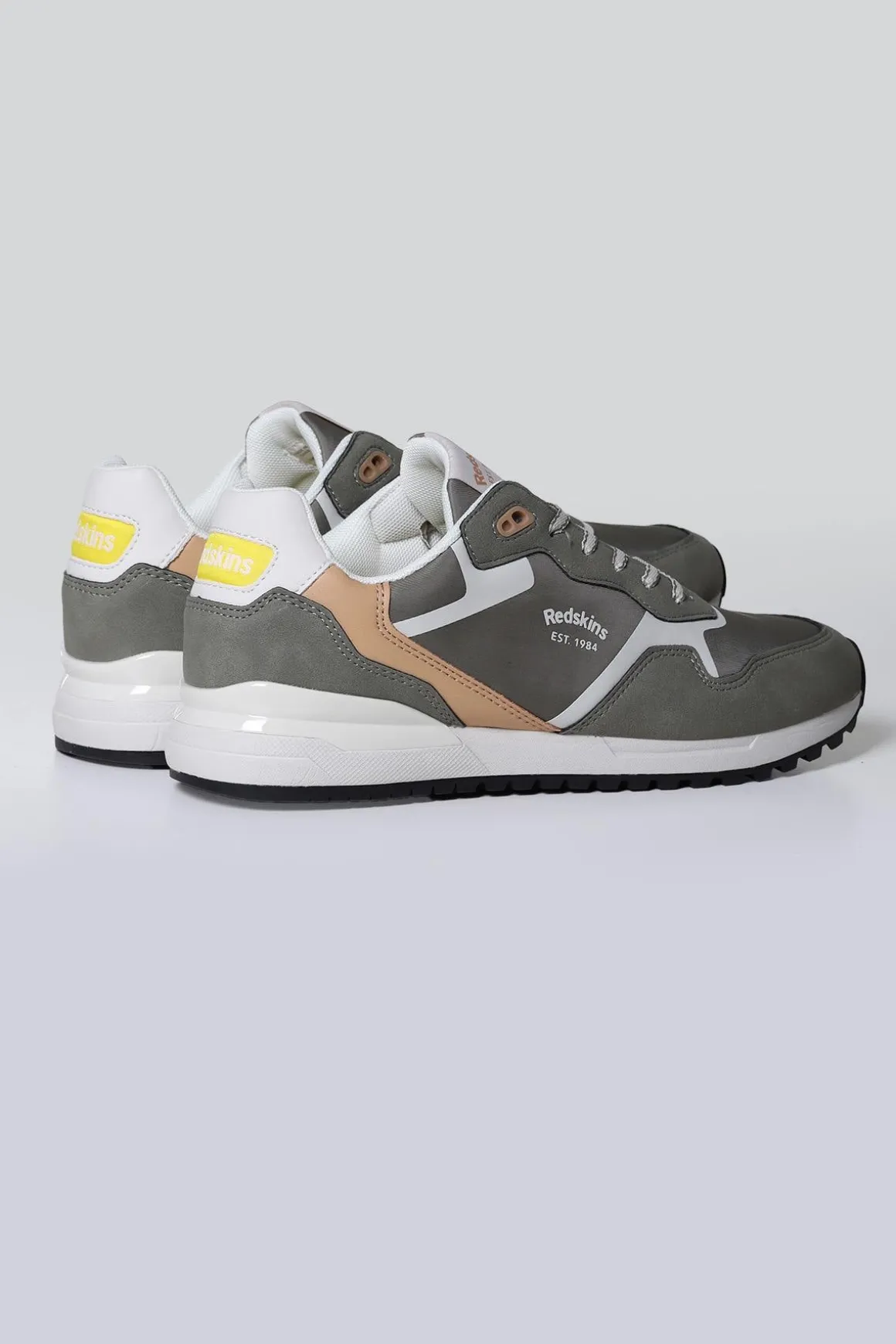 Baskets En Cuir Homme Redskins Oster Kaki Blanc Beige