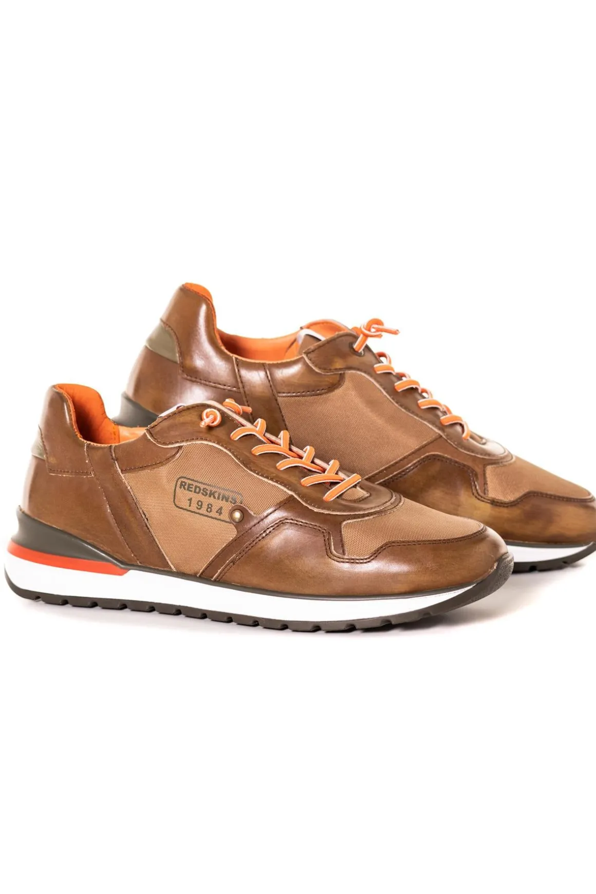 Baskets En Cuir Homme Redskins Patriot Camel Kaki