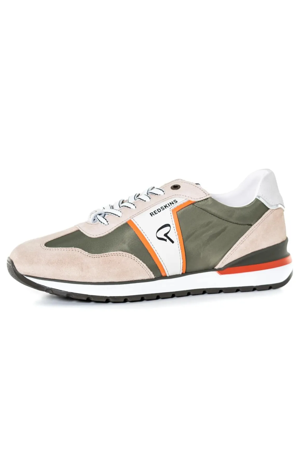 Baskets En Cuir Homme Redskins Pacific Beige Kaki Orange