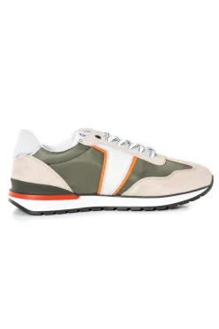 Baskets En Cuir Homme Redskins Pacific Beige Kaki Orange
