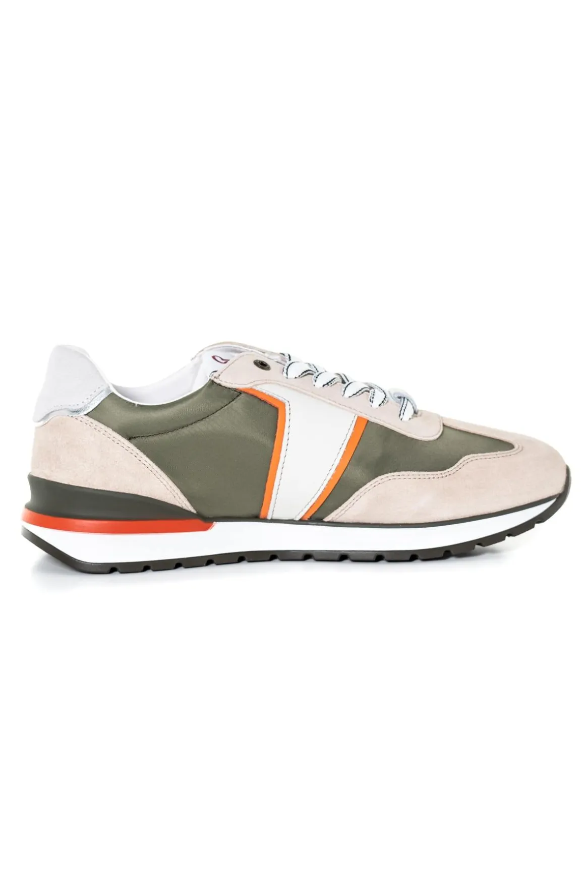Baskets En Cuir Homme Redskins Pacific Beige Kaki Orange