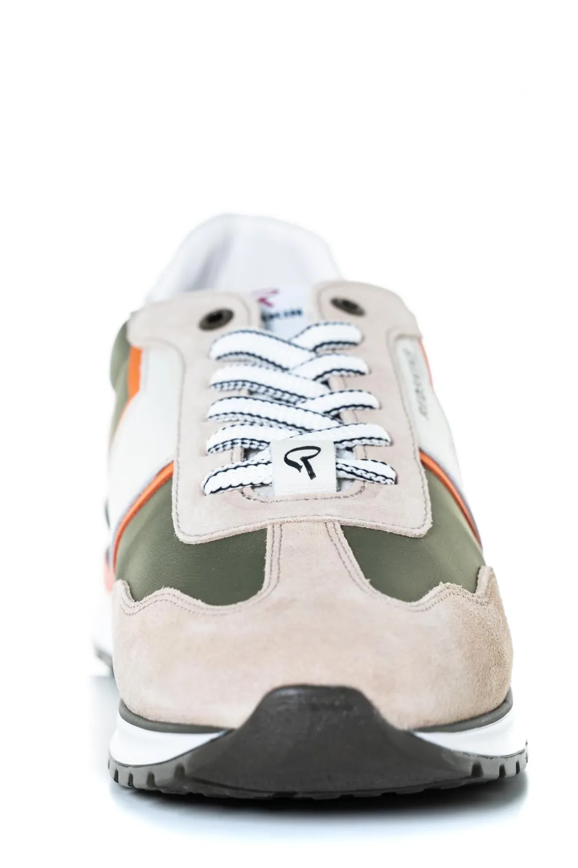 Baskets En Cuir Homme Redskins Pacific Beige Kaki Orange