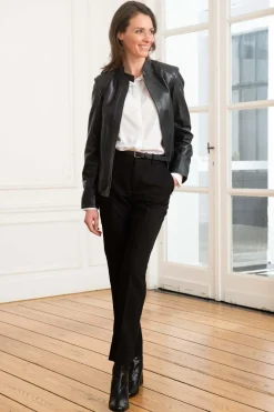 Blouson Femme Cityzen Agatha Agneau Perle Bleu Marine