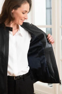 Blouson Femme Cityzen Agatha Agneau Perle Bleu Marine