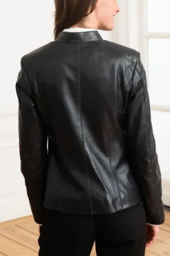 Blouson Femme Cityzen Agatha Agneau Perle Bleu Marine