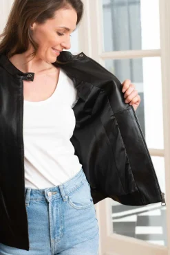 Blouson Femme Cityzen Christelle Agneau Perle Noir