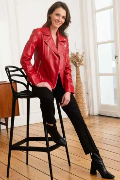 Blouson Femme Cityzen Elsa Agneau Perle Rouge Doree