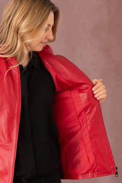 Blouson Femme Cityzen Irina Agneau Perle Rouge