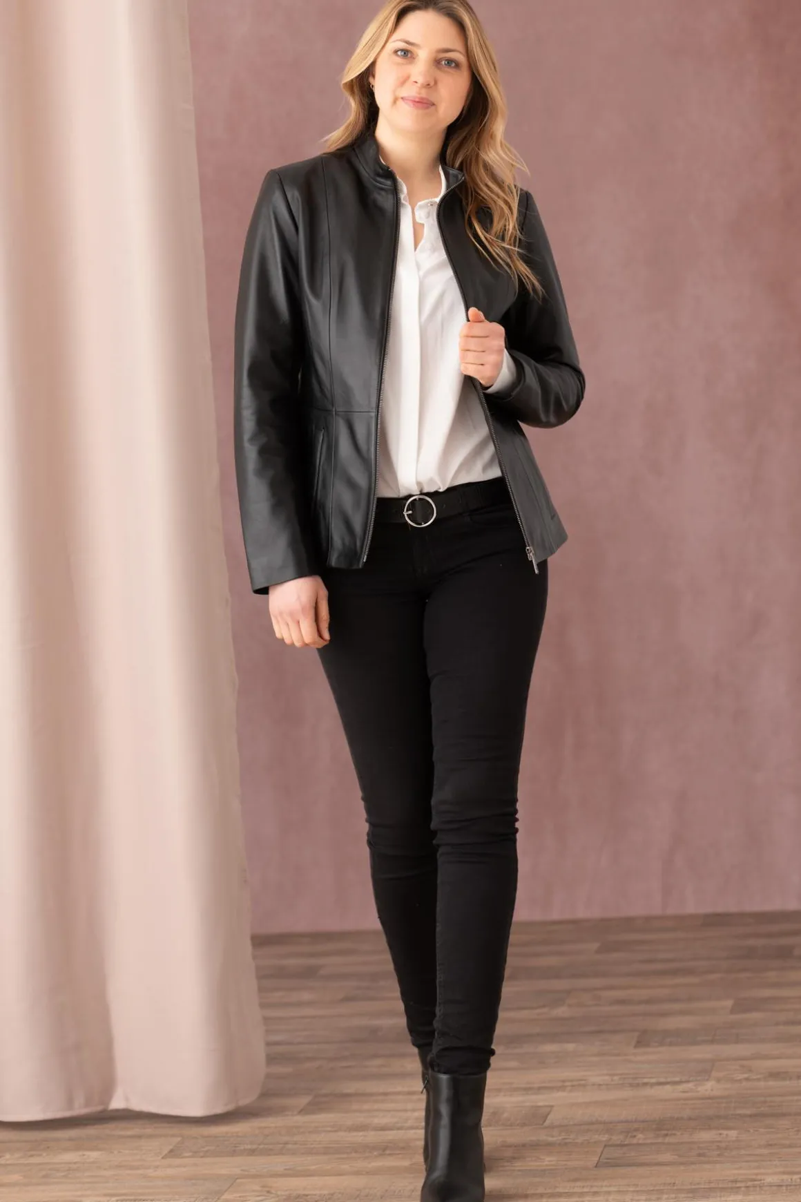 Blouson Femme Cityzen Irina Agneau Perle Noir