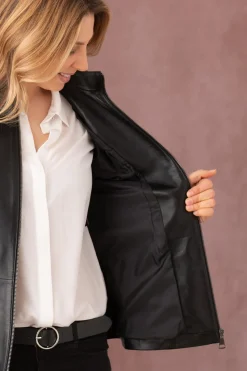 Blouson Femme Cityzen Irina Agneau Perle Noir