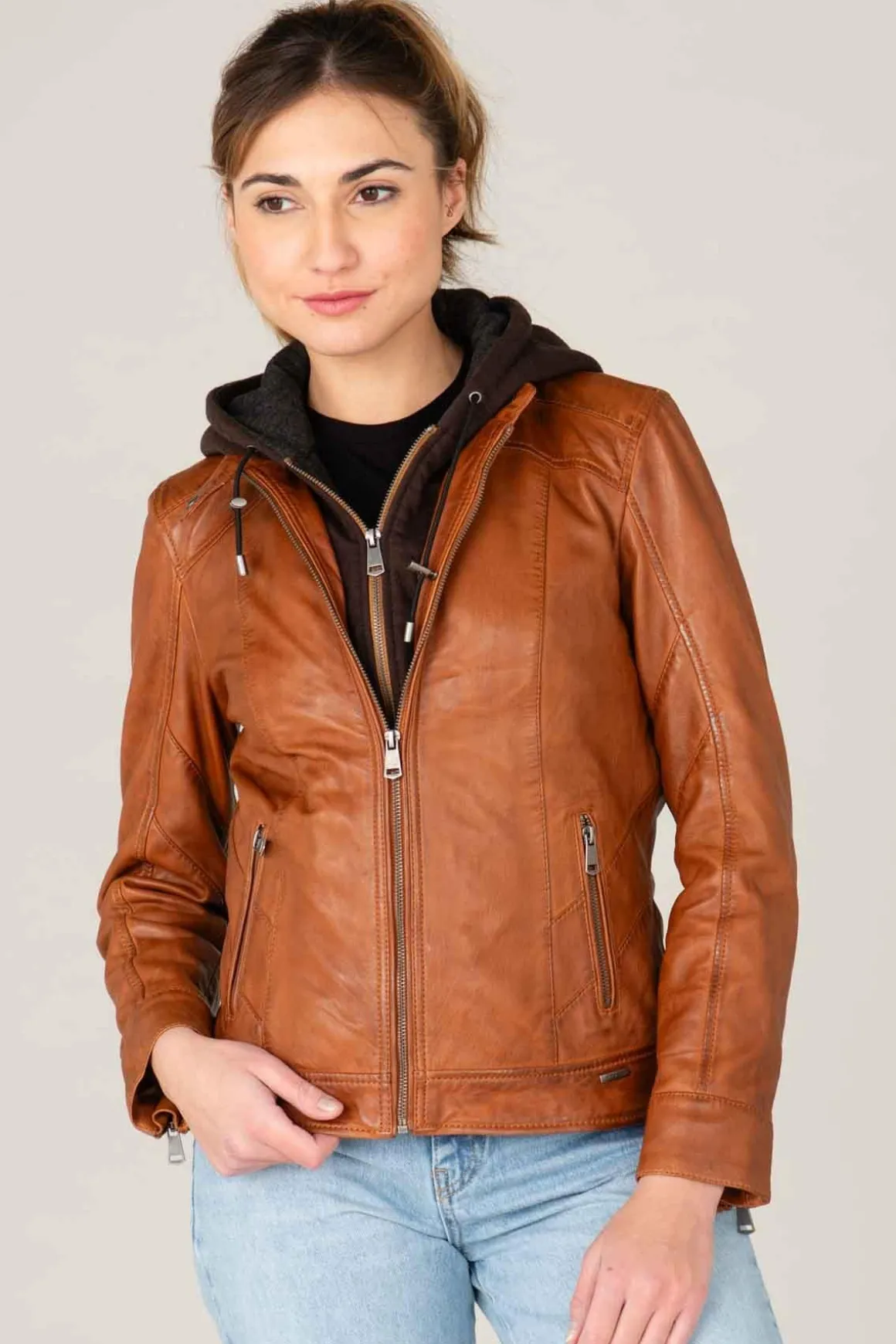 Blouson Femme Cityzen Isabela Hood Cognac