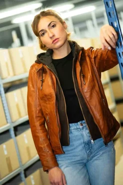 Blouson Femme Cityzen Isabela Hood Cognac