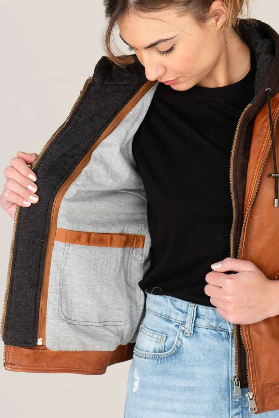 Blouson Femme Cityzen Isabela Hood Cognac