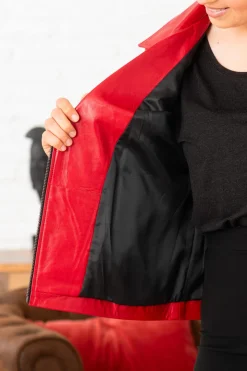 Blouson Femme Cityzen Lydia Agneau Perle Rouge