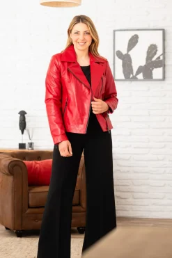 Blouson Femme Cityzen Lydia Agneau Perle Rouge