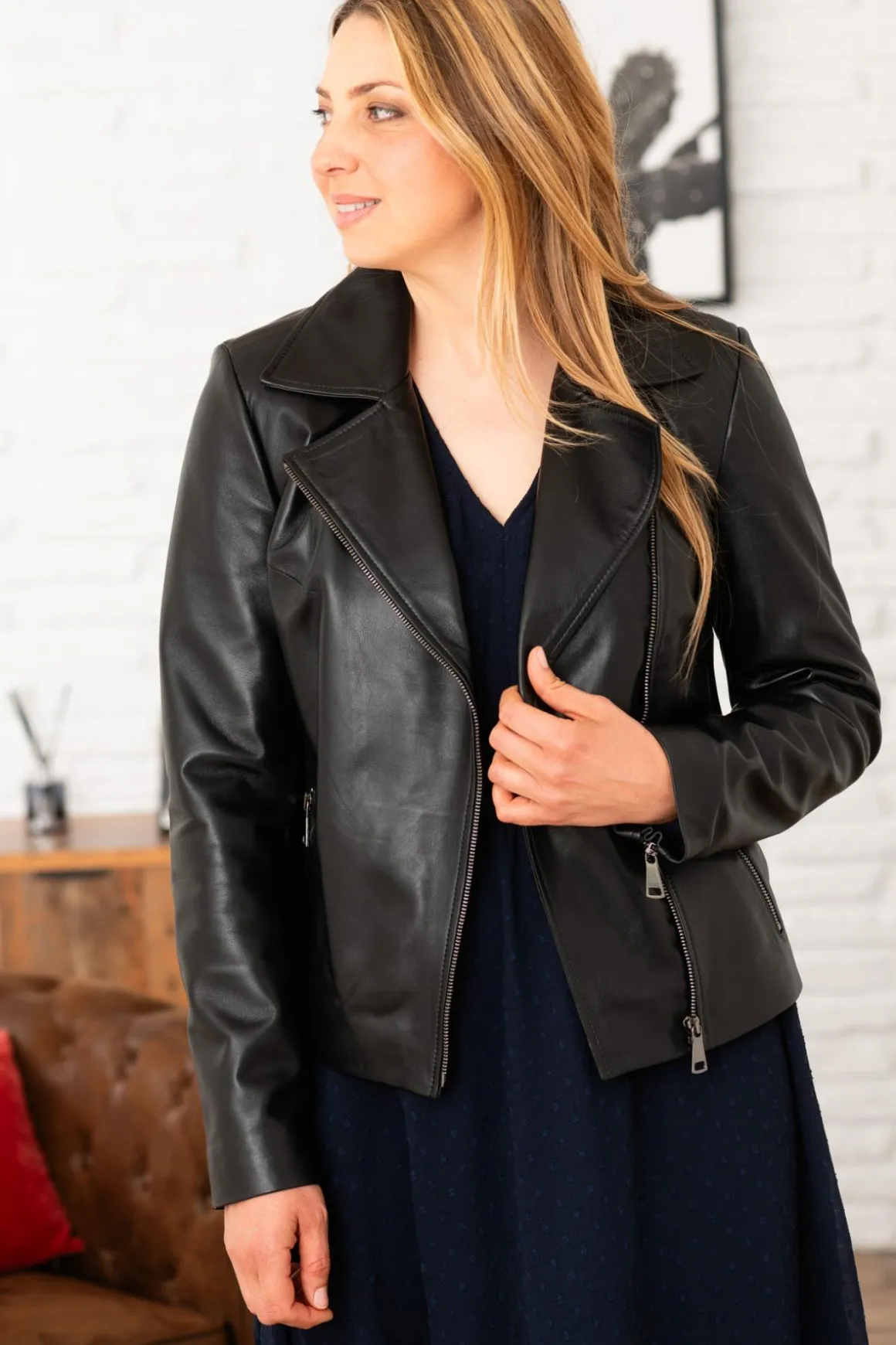 Blouson Femme Cityzen Lydia Agneau Perle Noir