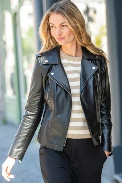 Blouson Femme Cityzen New Iconique Agneau Perle Noir