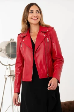 Blouson Femme Cityzen New Iconique Agneau Perle Rouge