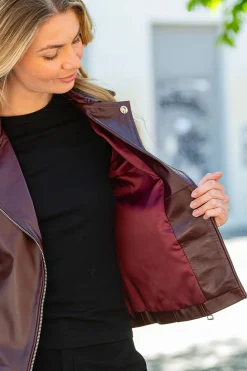 Blouson Femme Cityzen New Iconique Agneau Perle Bordeaux