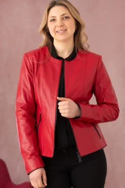 Blouson Femme Cityzen Noolita Agneau Perle Rouge/Noir
