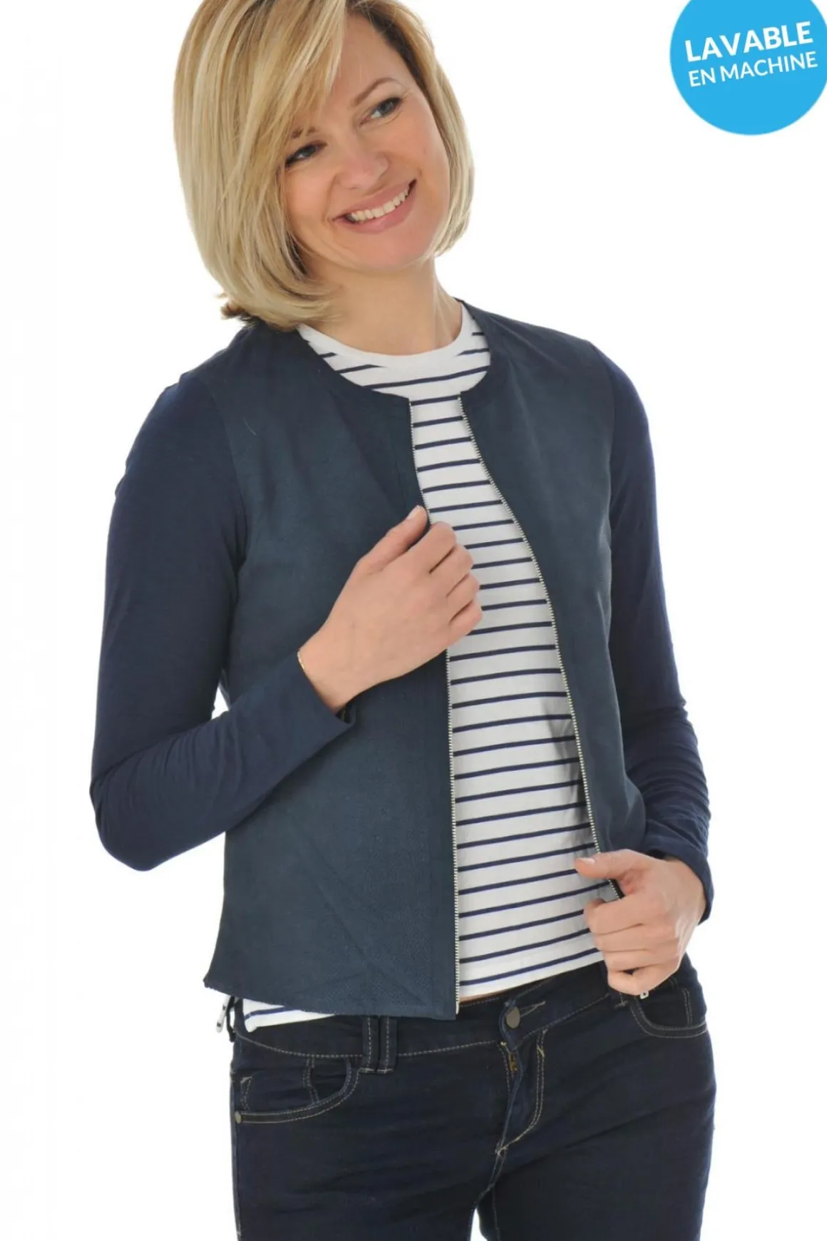 Blouson Femme Oakwood Camelia Perfo Bleu Marine 534