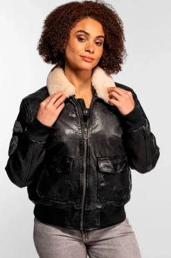 Blouson Femme Rose Garden Air Pilot Lamb Paolo Black