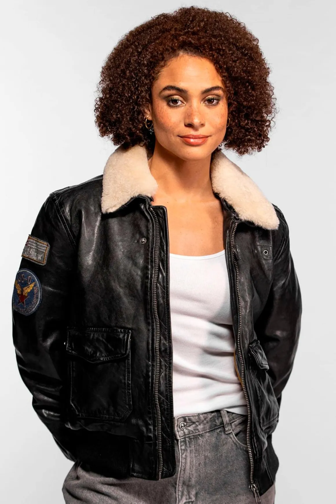 Blouson Femme Rose Garden Air Pilot Lamb Paolo Black