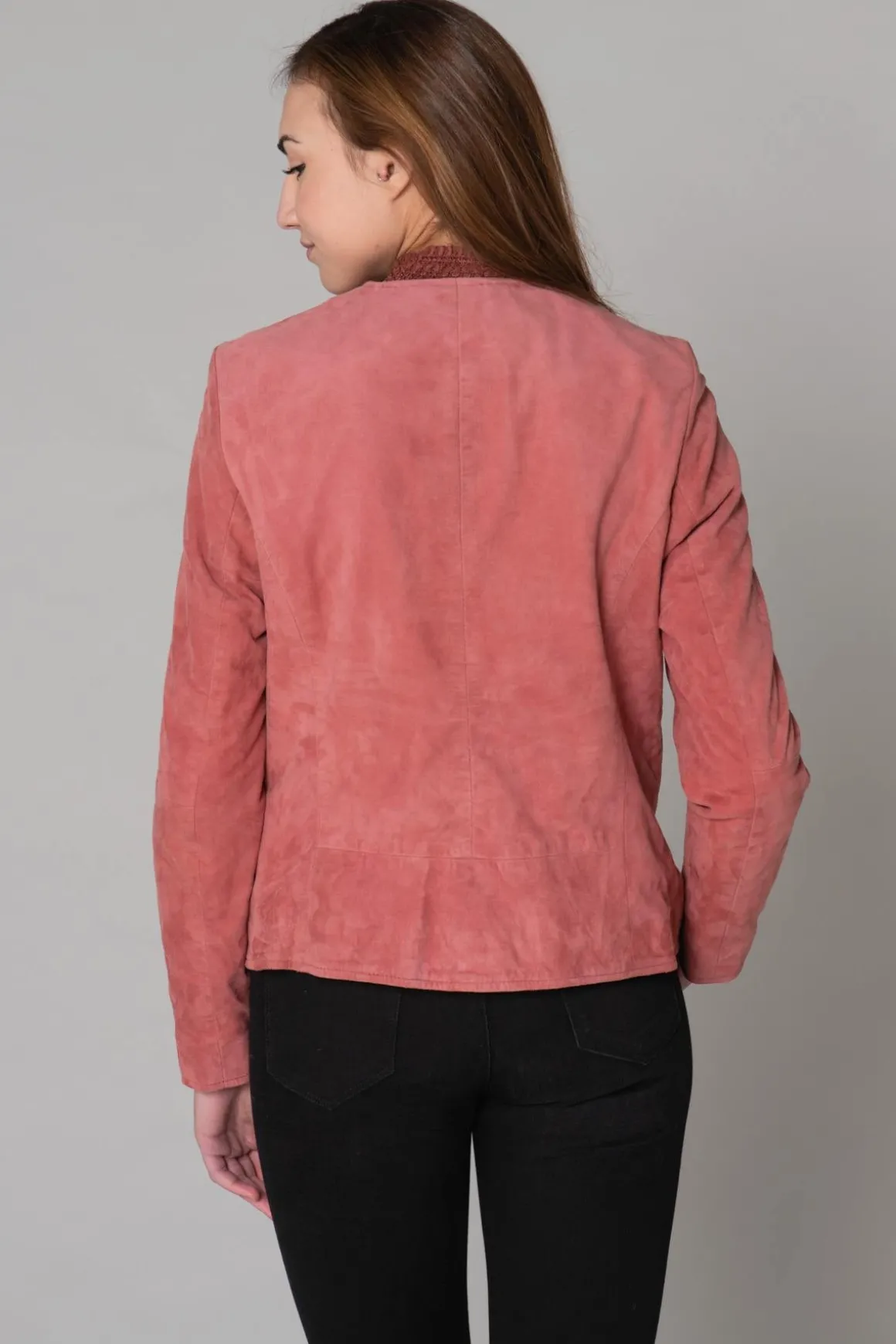 Blouson Femme Rose Garden Elisa Curve Goat Suede Mineral Red