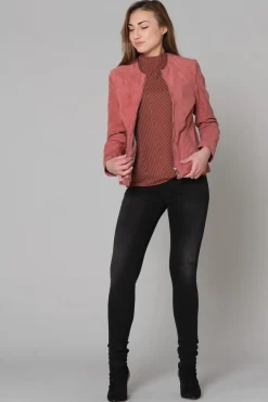 Blouson Femme Rose Garden Elisa Curve Goat Suede Mineral Red
