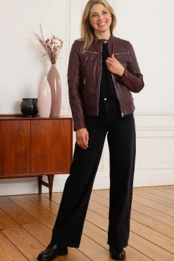 Blouson Femme Rose Garden Jolya Lamb Vita Burgandy