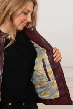 Blouson Femme Rose Garden Jolya Lamb Vita Burgandy