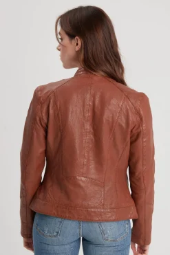 Blouson Femme Rose Garden Jolya Lamb Vita Cognac