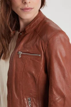 Blouson Femme Rose Garden Jolya Lamb Vita Cognac