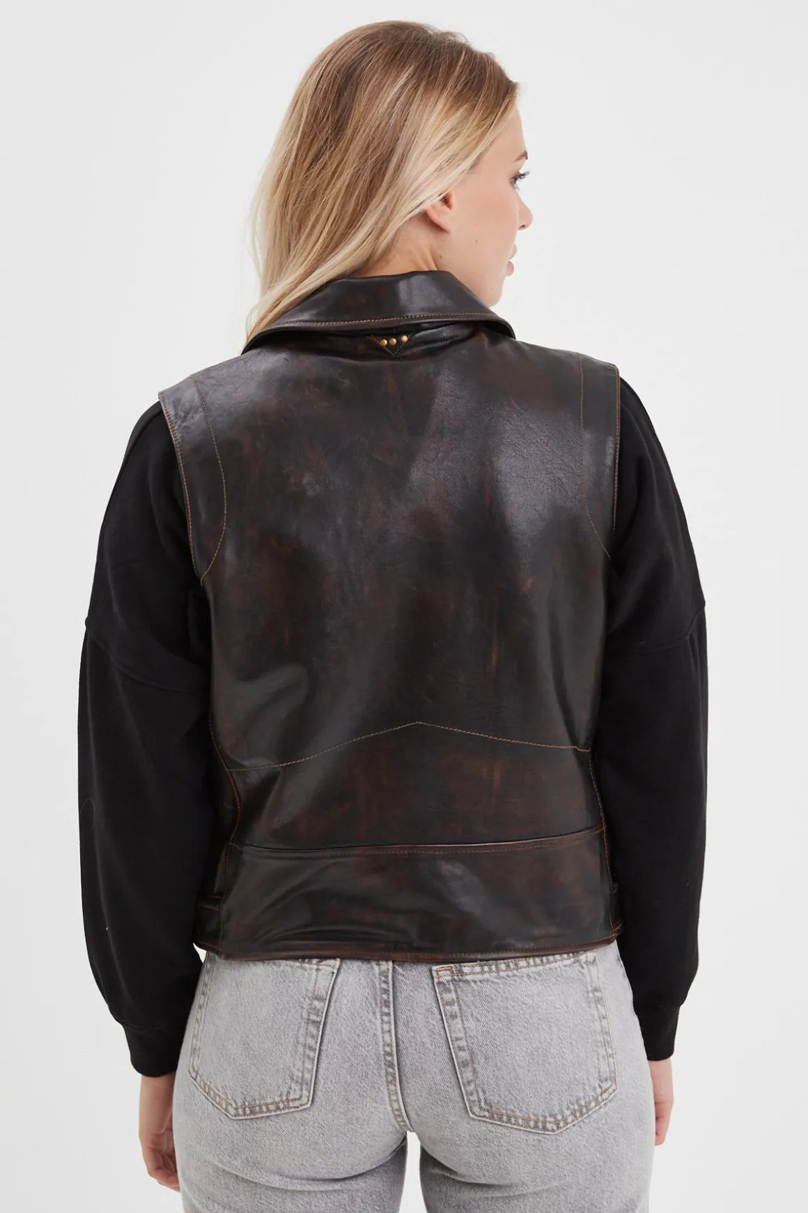 Blouson Femme Rose Garden Madeline Sheep Veg Kanwal Washed Black Cognac