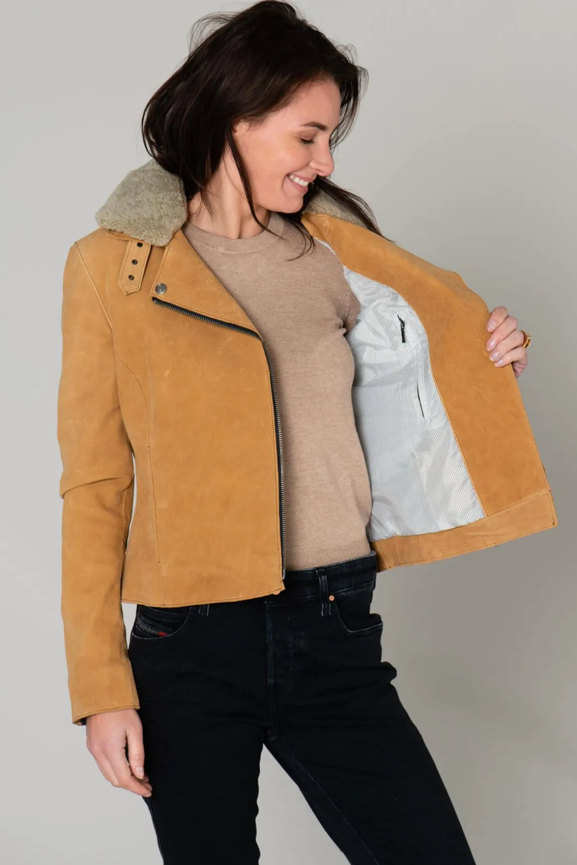 Blouson Femme Rose Garden Nuit Cow Washed Nubuck Sandle Wood Zz