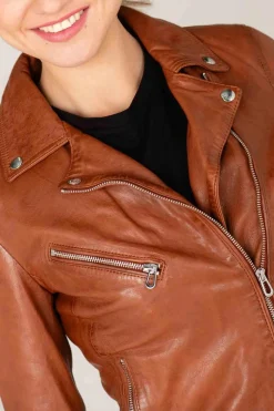 Blouson Femme Rose Garden Olympe Lamb Vita Cognac