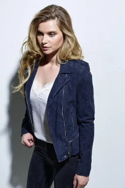 Blouson Femme Rose Garden Vela Goat Suede Navy Blue