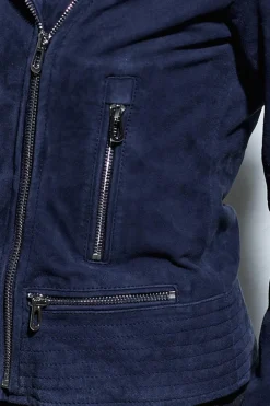 Blouson Femme Rose Garden Vela Goat Suede Navy Blue
